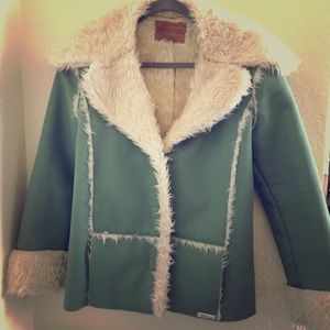 Rip Curl Sage Green Vegan Faux Fur Jacket